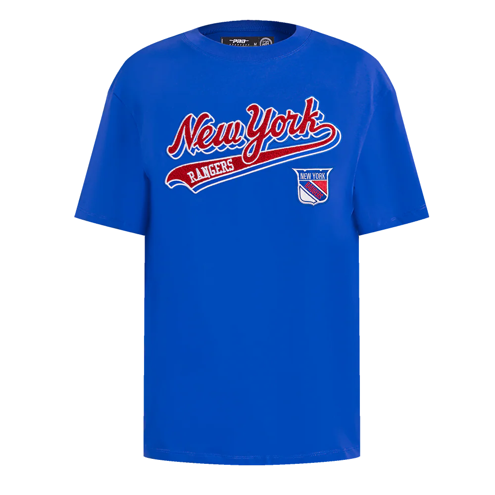 NHL NEW YORK RANGERS SCRIPT TAIL WOMEN'S BOYFRIEND TEE (ROYAL BLUE)