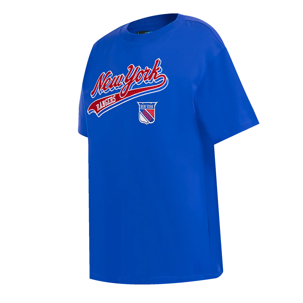 NHL NEW YORK RANGERS SCRIPT TAIL WOMEN'S BOYFRIEND TEE (ROYAL BLUE) - Image 2