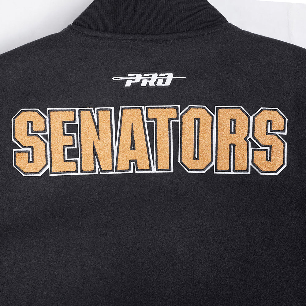 NHL OTTAWA SENATORS CLASSIC MEN'S WOOL VARSITY JACKET (BLACK/RED) - Image 5