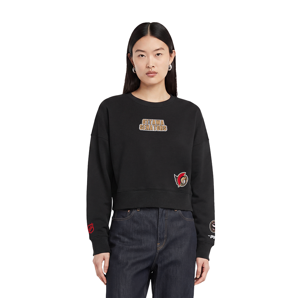 NHL OTTAWA SENATORS WINGSPAN WOMEN'S FLC CREWNECK (BLACK) - Image 2