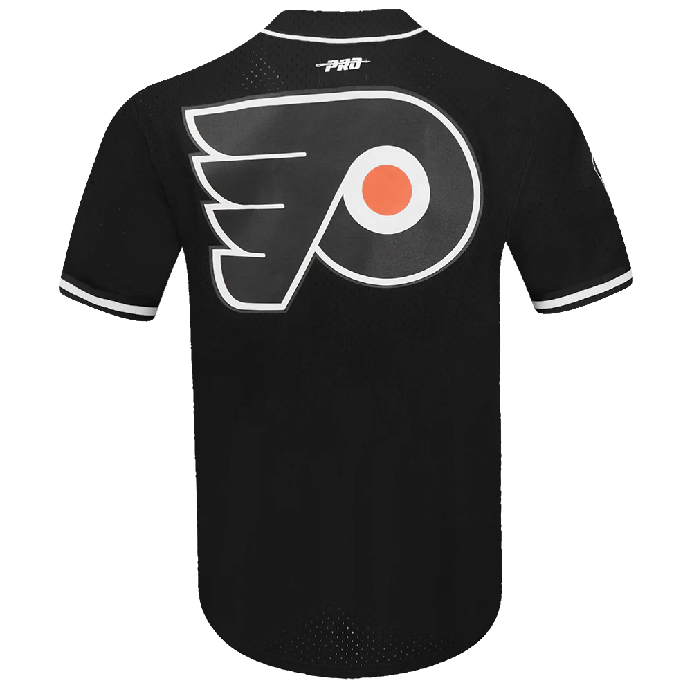 NHL PHILADELPHIA FLYERS CLASSIC MEN'S MESH BUTTON DOWN SHIRT (BLACK) - Image 5