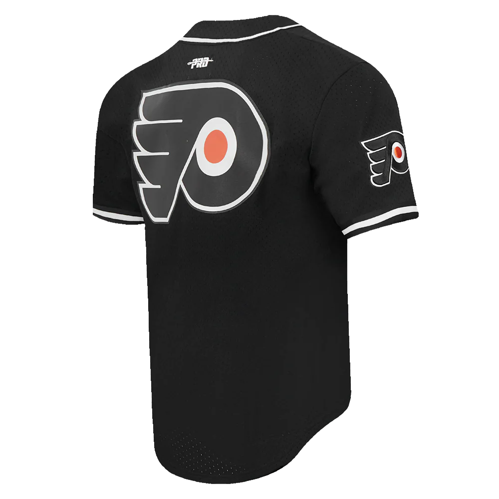 NHL PHILADELPHIA FLYERS CLASSIC MEN'S MESH BUTTON DOWN SHIRT (BLACK) - Image 6