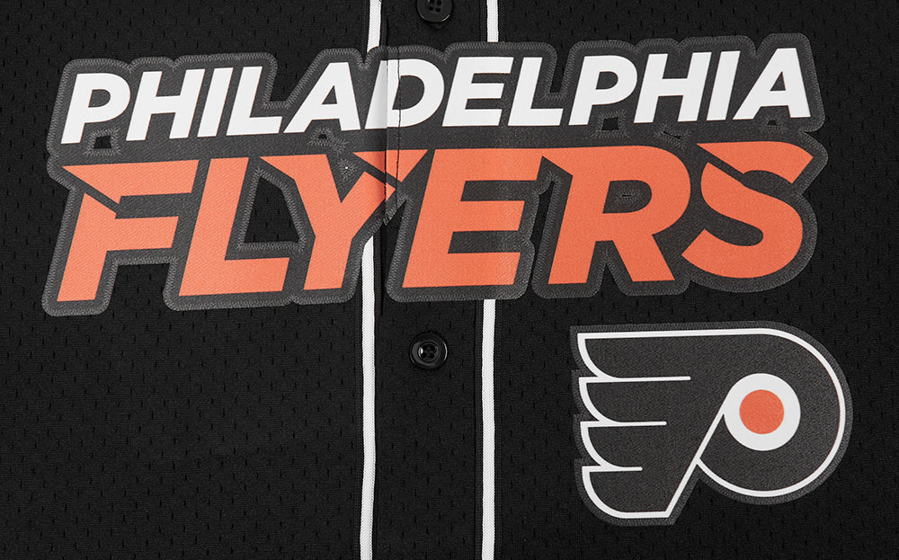 NHL PHILADELPHIA FLYERS CLASSIC MEN'S MESH BUTTON DOWN SHIRT (BLACK) - Image 7