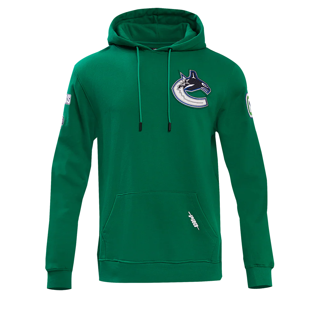 NHL VANCOUVER CANUCKS CLASSIC MEN'S CHENILLE DK PO HOODIE (KELLY GREEN)