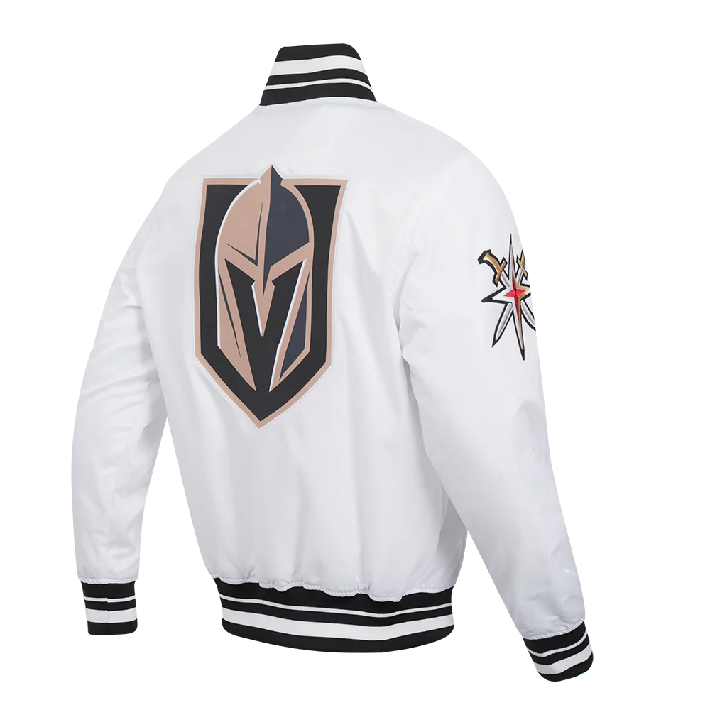 NHL VEGAS GOLDEN KNIGHTS SCRIPT TAIL MEN'S SATIN JACKET (WHITE/BLACK) - Image 4