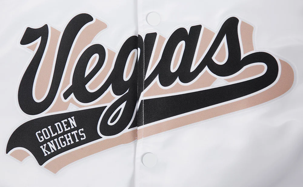 NHL VEGAS GOLDEN KNIGHTS SCRIPT TAIL MEN'S SATIN JACKET (WHITE/BLACK) - Image 5