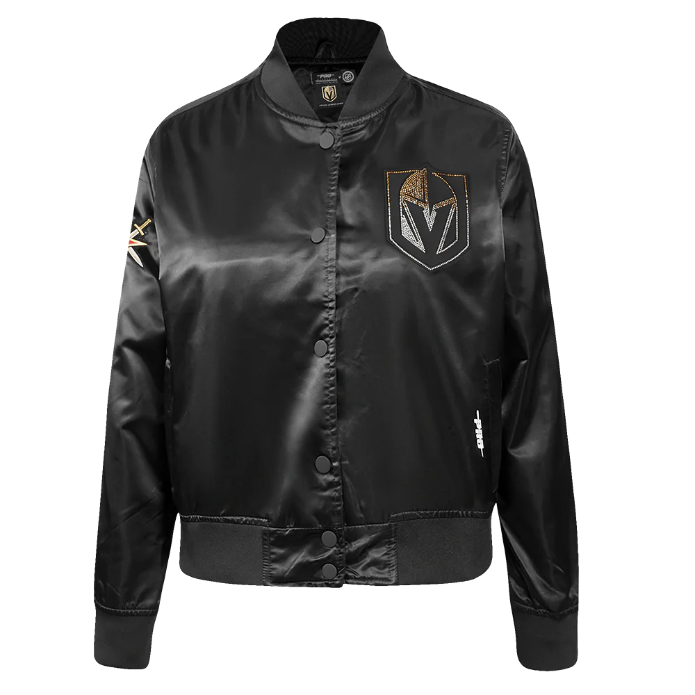 NHL VEGAS GOLDEN KNIGHTS JEWELS WOMEN'S SATIN JACKET (BLACK)