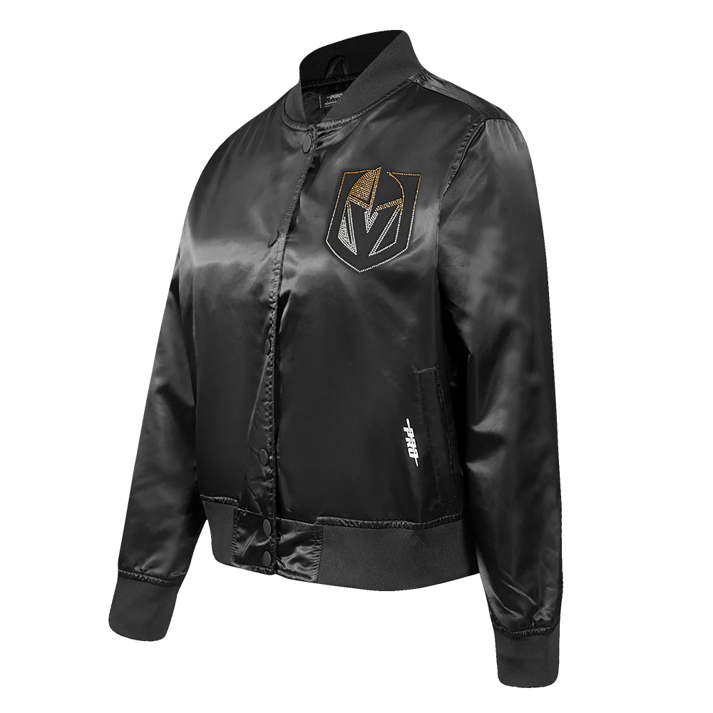 NHL VEGAS GOLDEN KNIGHTS JEWELS WOMEN'S SATIN JACKET (BLACK) - Image 2