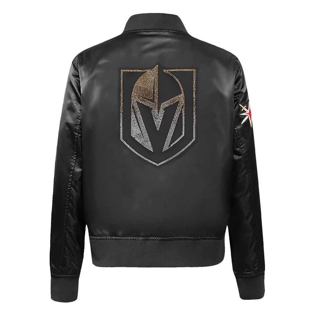 NHL VEGAS GOLDEN KNIGHTS JEWELS WOMEN'S SATIN JACKET (BLACK) - Image 3