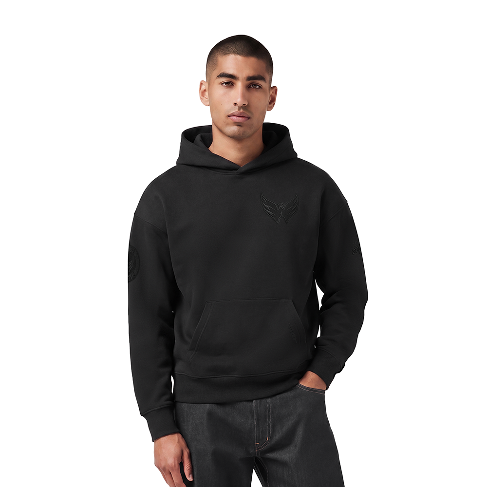 NHL WASHINGTON CAPITALS NEUTRAL MEN'S DROP SHOULDER PULLOVER HOODIE (BLACK)