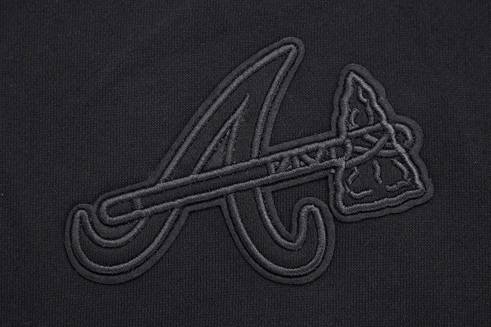 MLB ATLANTA BRAVES NEUTRAL DROP SHOULDER MEN'S PULLOVER HOODIE (BLACK) - Image 5