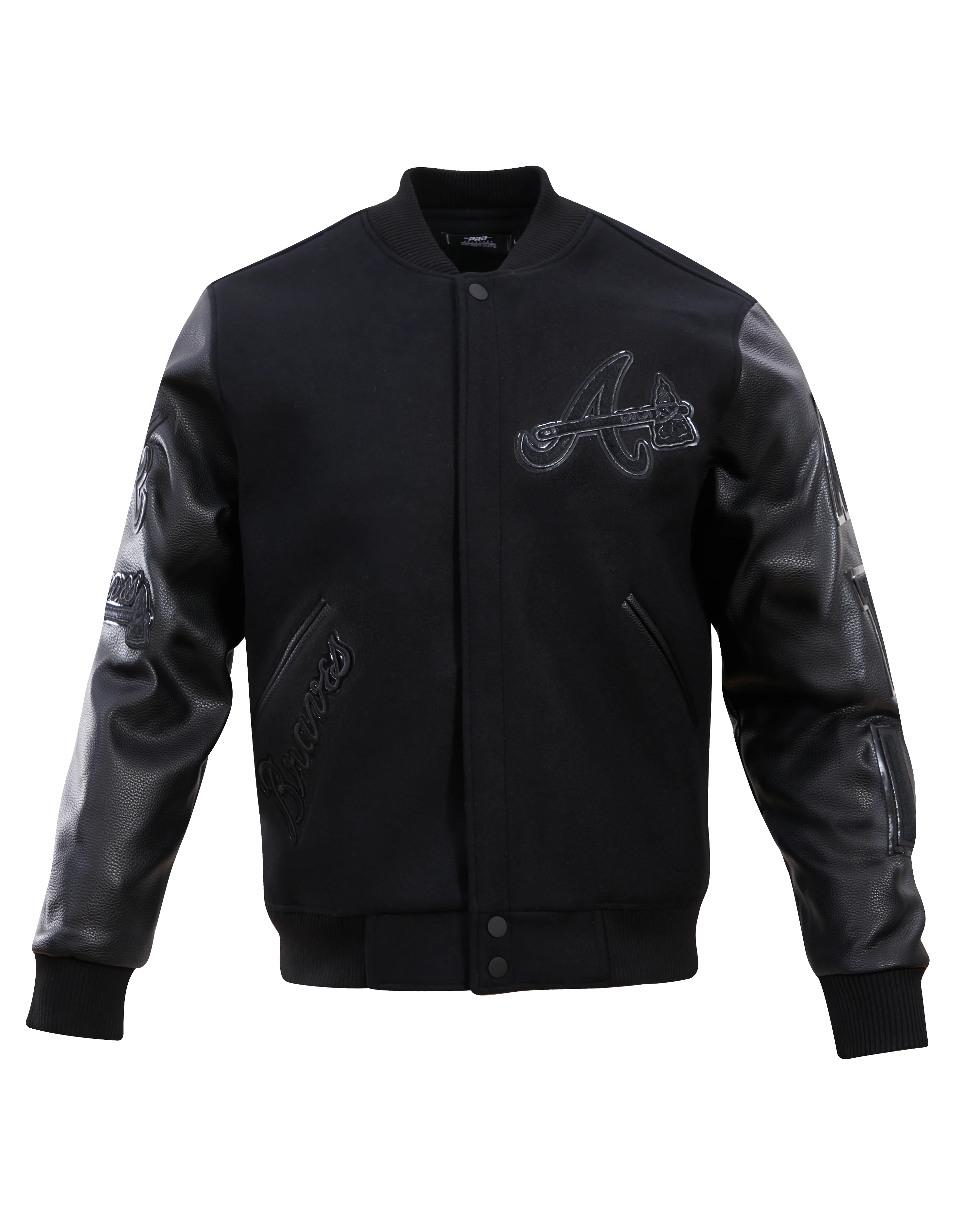 MLB ATLANTA BRAVES TRIPLE BLACK MEN'S VARSITY JACKET (BLACK)