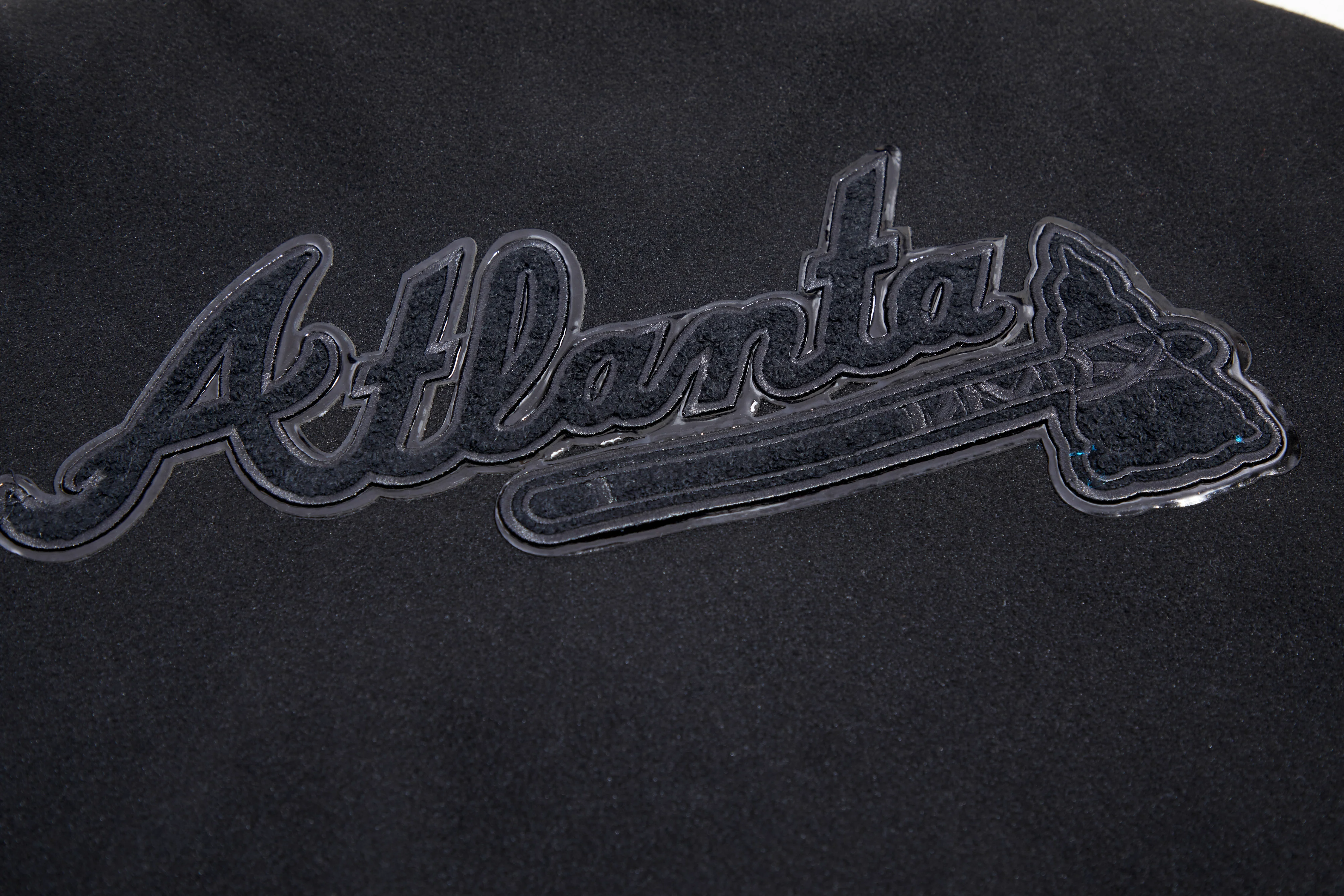 MLB ATLANTA BRAVES TRIPLE BLACK MEN'S VARSITY JACKET (BLACK) - Image 6
