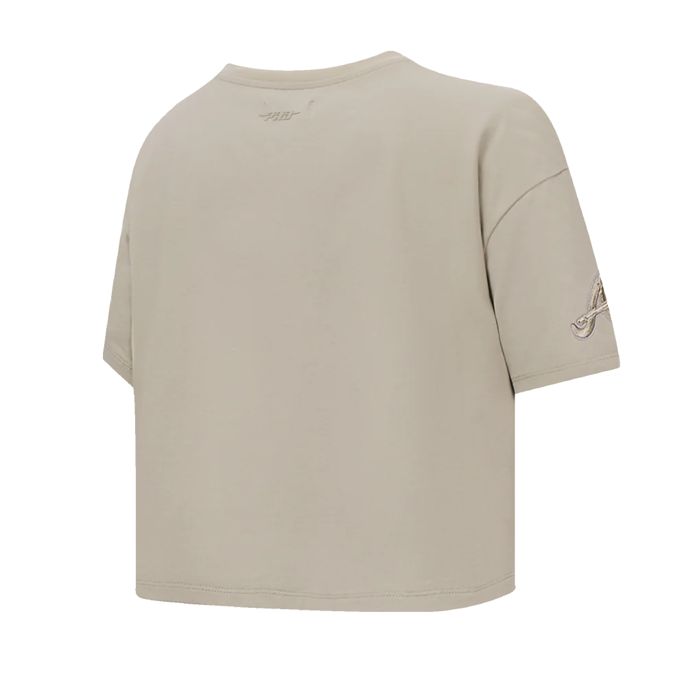 MLB ATLANTA BRAVES NEUTRAL WOMEN'S BOXY TOP (TAUPE) - Image 4