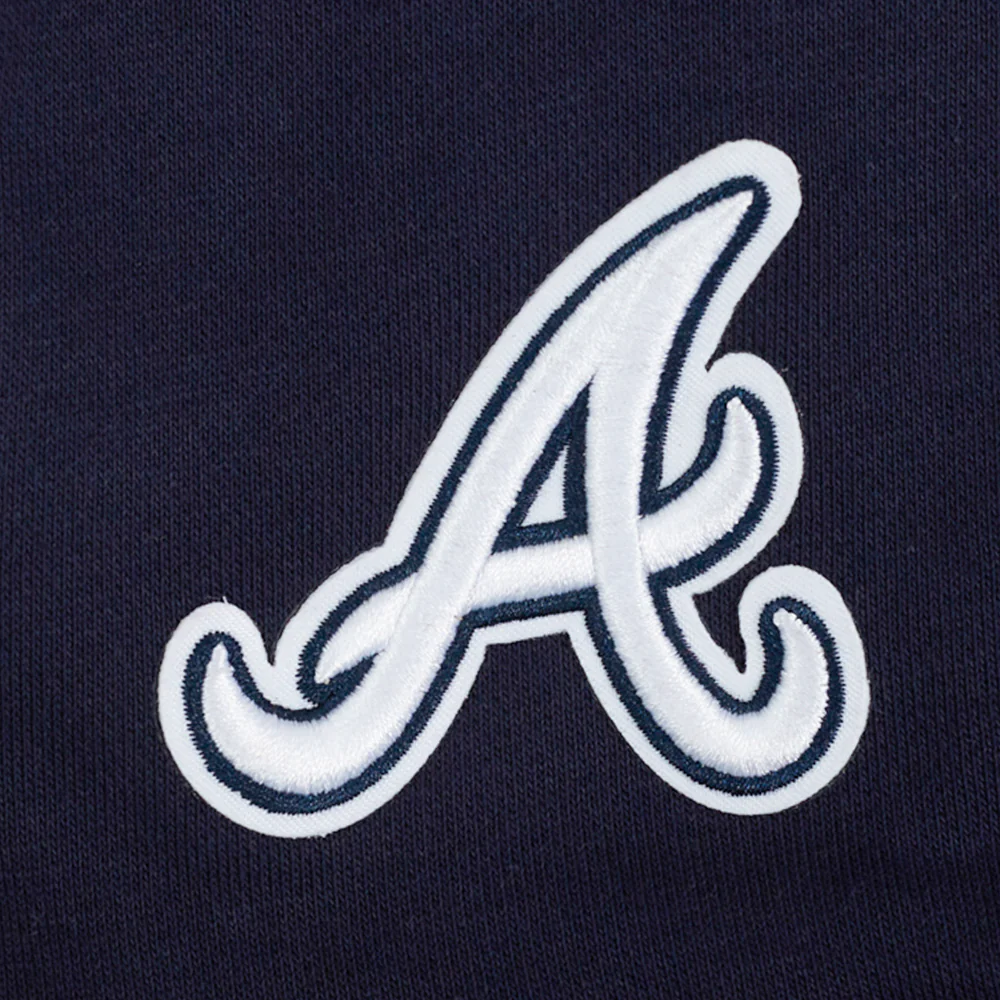 MLB ATLANTA BRAVES PRO PREP RIB FLEECE WOMEN'S CROPPED PULLOVER HOODIE (MIDNIGHT NAVY/RED/MIDNIGHT NAVY) - Image 7