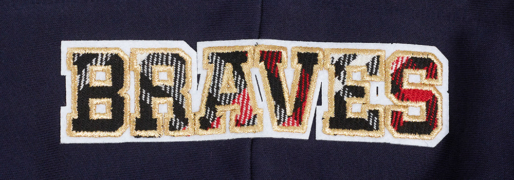 MLB ATLANTA BRAVES PRO PREP RIB FLEECE WOMEN'S CROPPED PULLOVER HOODIE (MIDNIGHT NAVY/RED/MIDNIGHT NAVY) - Image 8