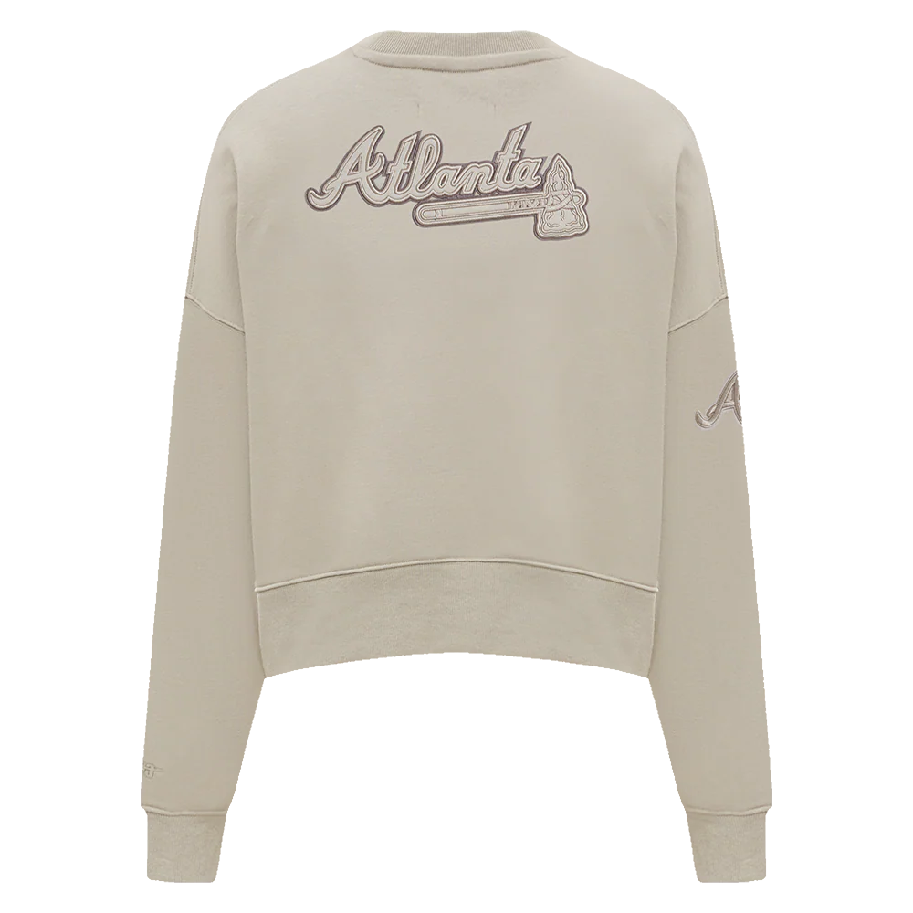 MLB ATLANTA BRAVES NEUTRAL WOMEN'S CREWNECK (TAUPE) - Image 3