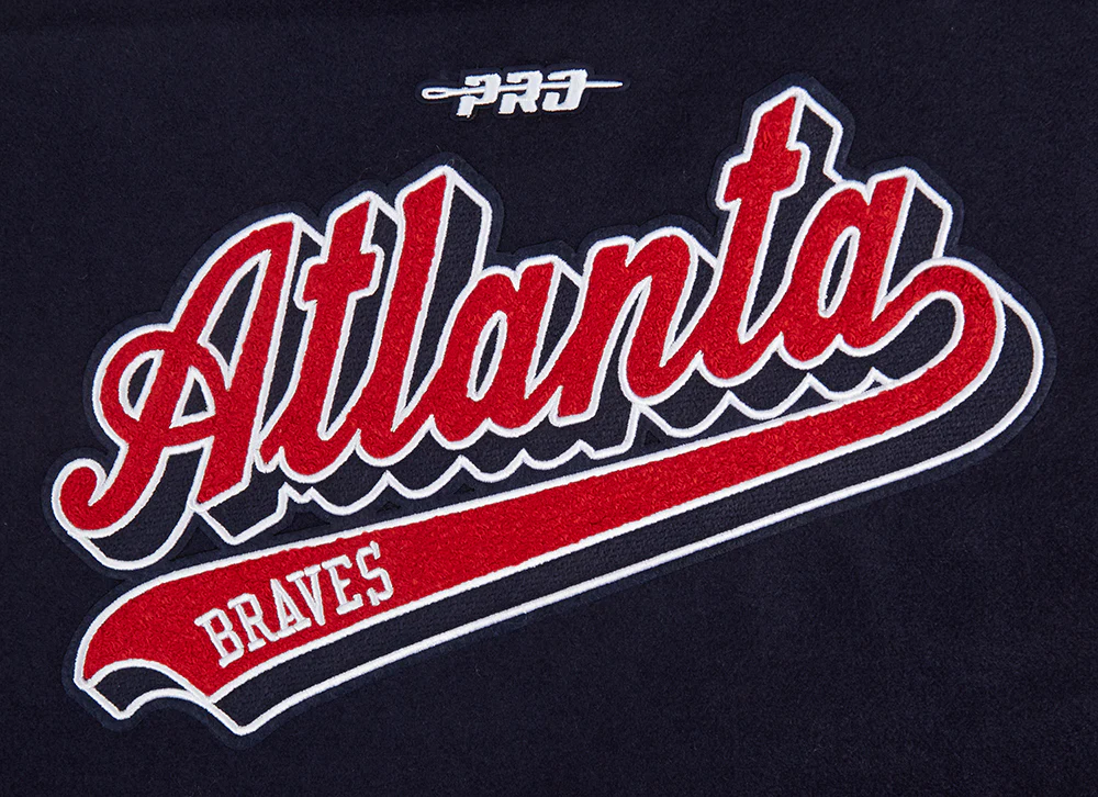 MLB ATLANTA BRAVES SCRIPT TAIL WOMEN'S WOOL VARSITY JACKET (MIDNIGHT NAVY/RED/MIDNIGHT NAVY) - Image 5