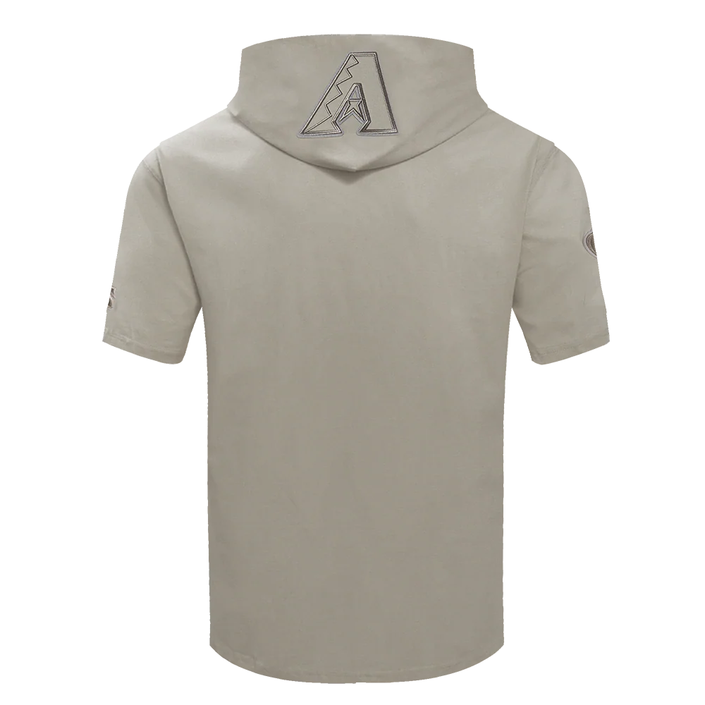 MLB ARIZONA DIAMONDBACKS NEUTRAL MEN'S COTTON JERSEY SHORT SLEEVE PULLOVER HOODIE (TAUPE) - Image 3