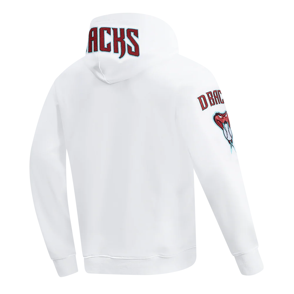 MLB ARIZONA DIAMONDBACKS CLASSIC CHENILLE MEN'S PULLOVER HOODIE (WHITE) - Image 4