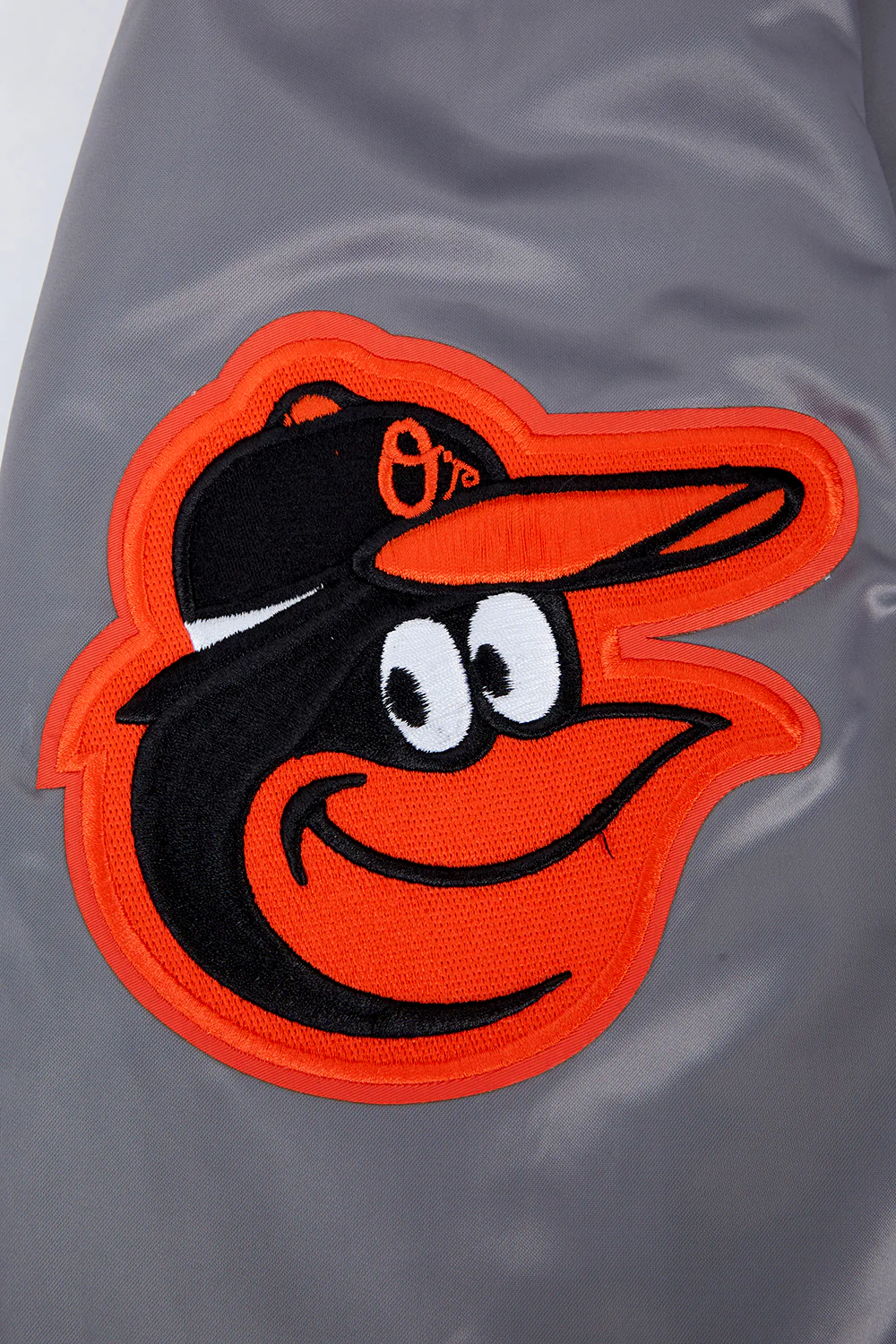 MLB BALTIMORE ORIOLES SCRIPT TAIL MEN'S SATIN JACKET (GRAY) - Image 6