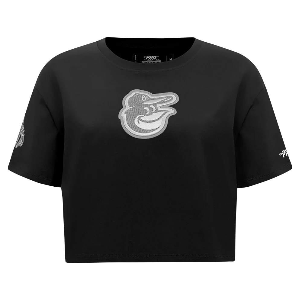 MLB BALTIMORE ORIOLES REVERSE FRENCH TERRY WOMEN'S SINGLE JERSEY BOXY TOP (BLACK) - Image 5