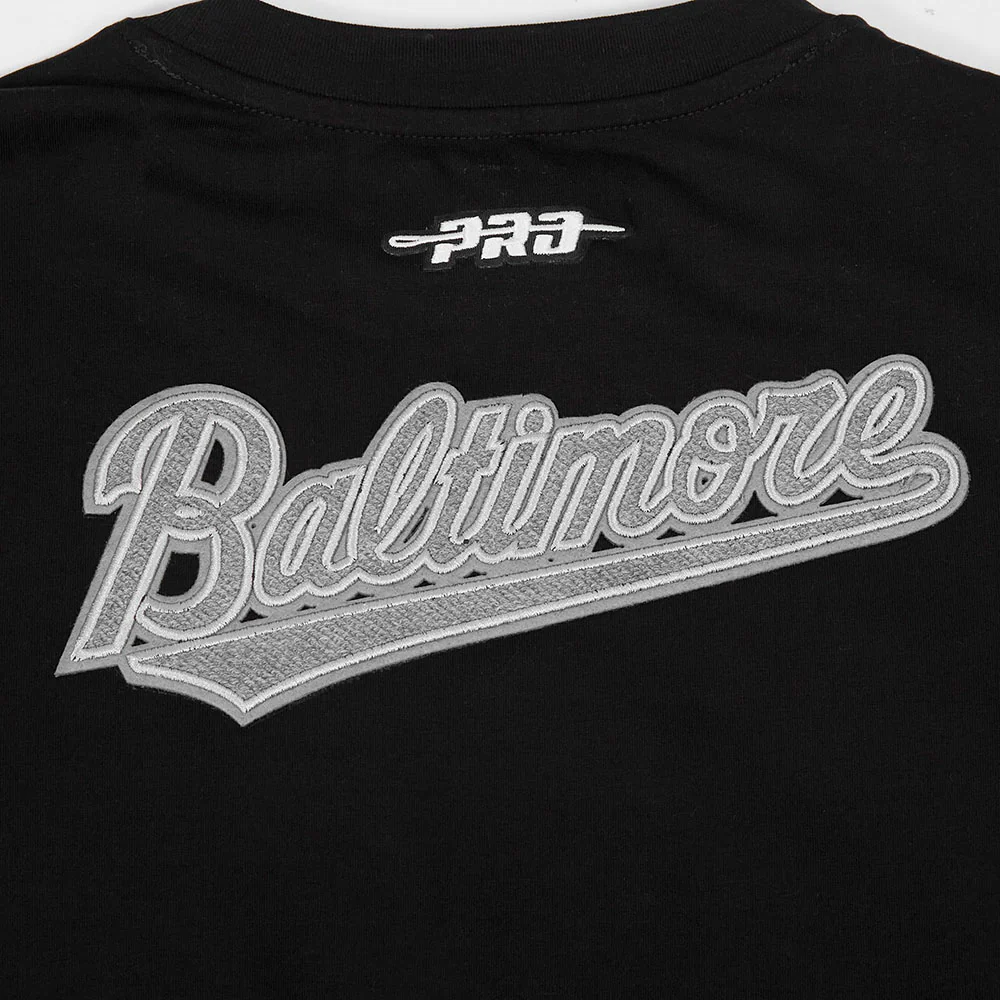 MLB BALTIMORE ORIOLES REVERSE FRENCH TERRY WOMEN'S SINGLE JERSEY BOXY TOP (BLACK) - Image 9
