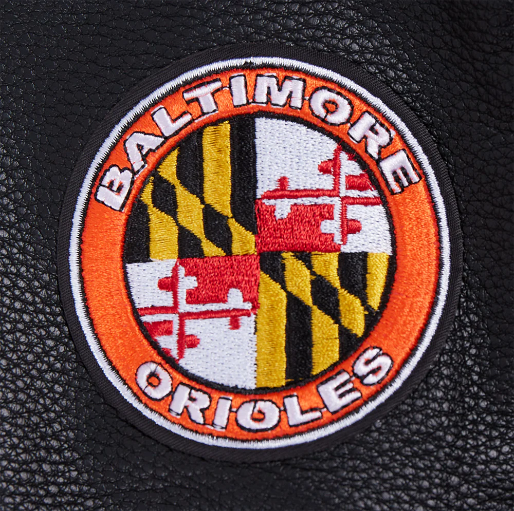 MLB BALTIMORE ORIOLES MASHUP WOMEN'S RIB WOOL VARSITY JACKET (BLACK/ORANGE) - Image 8