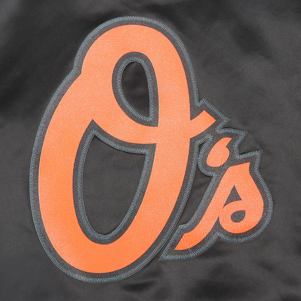 MLB BALTIMORE ORIOLES CLASSIC WOMEN'S SATIN JACKET (BLACK) - Image 8