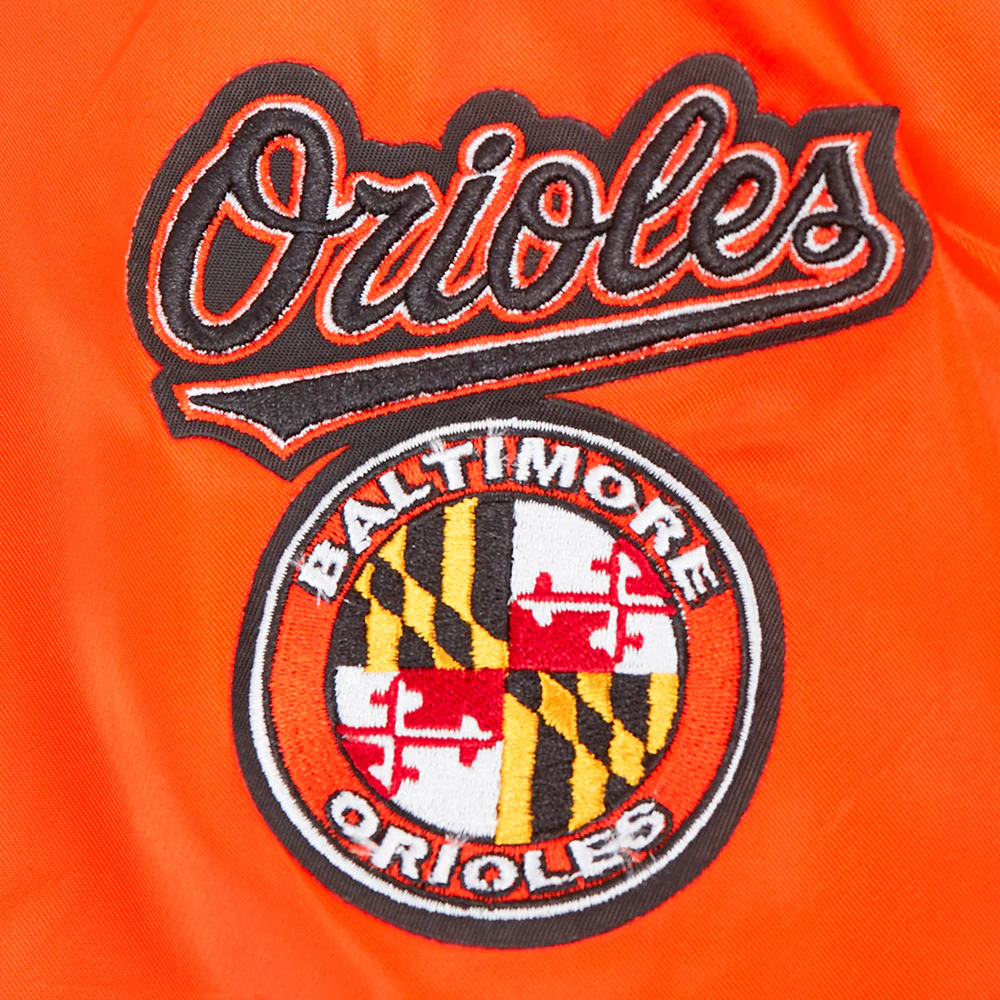 MLB BALTIMORE ORIOLES CLASSIC WOMEN'S SATIN JACKET (ORANGE) - Image 6