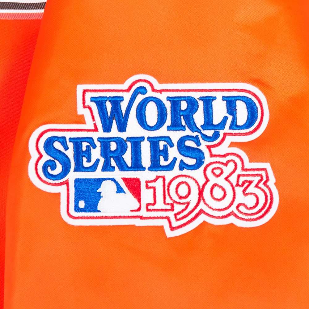 MLB BALTIMORE ORIOLES CLASSIC WOMEN'S SATIN JACKET (ORANGE) - Image 7