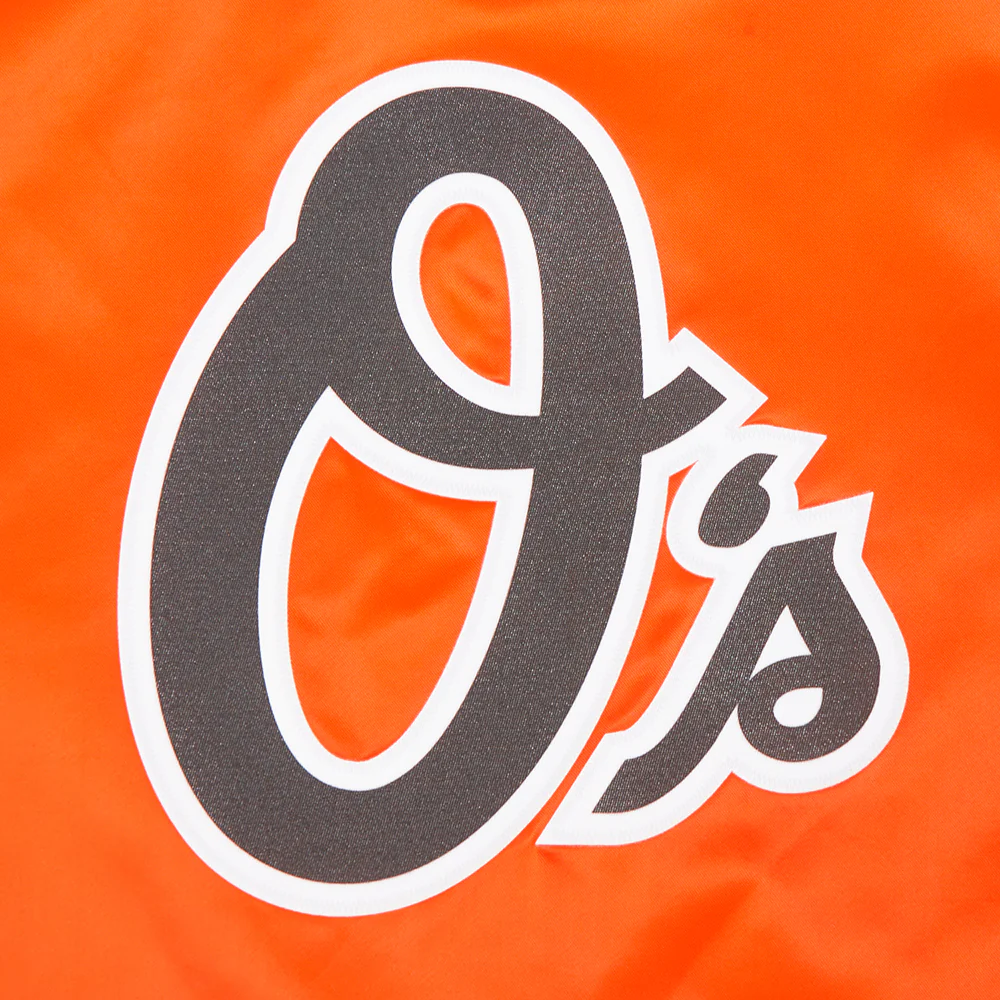 MLB BALTIMORE ORIOLES CLASSIC WOMEN'S SATIN JACKET (ORANGE) - Image 8