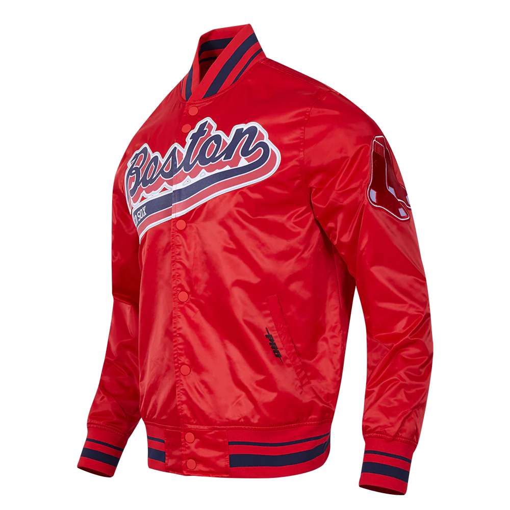 MLB BOSTON RED SOX SCRIPT TAIL MEN'S SATIN JACKET (RED/MIDNIGHT NAVY/RED) - Image 2