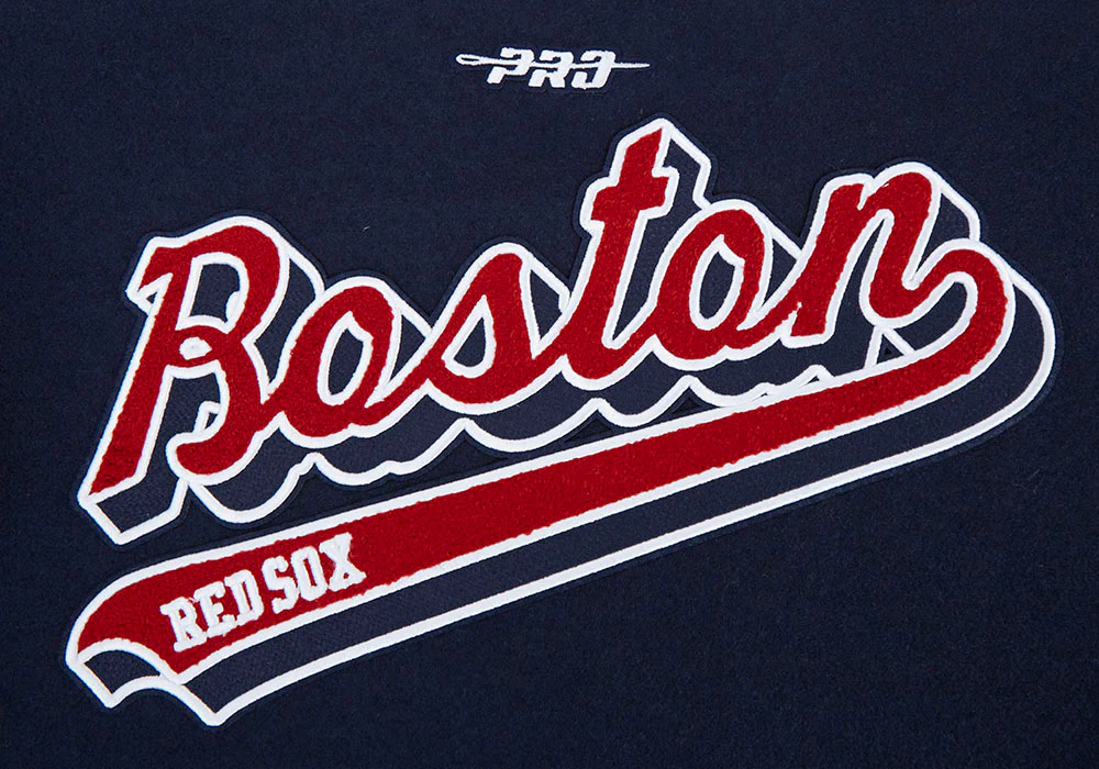 MLB BOSTON RED SOX SCRIPT TAIL WOMEN'S WOOL VARSITY JACKET (MIDNIGHT NAVY/RED/MIDNIGHT NAVY) - Image 7