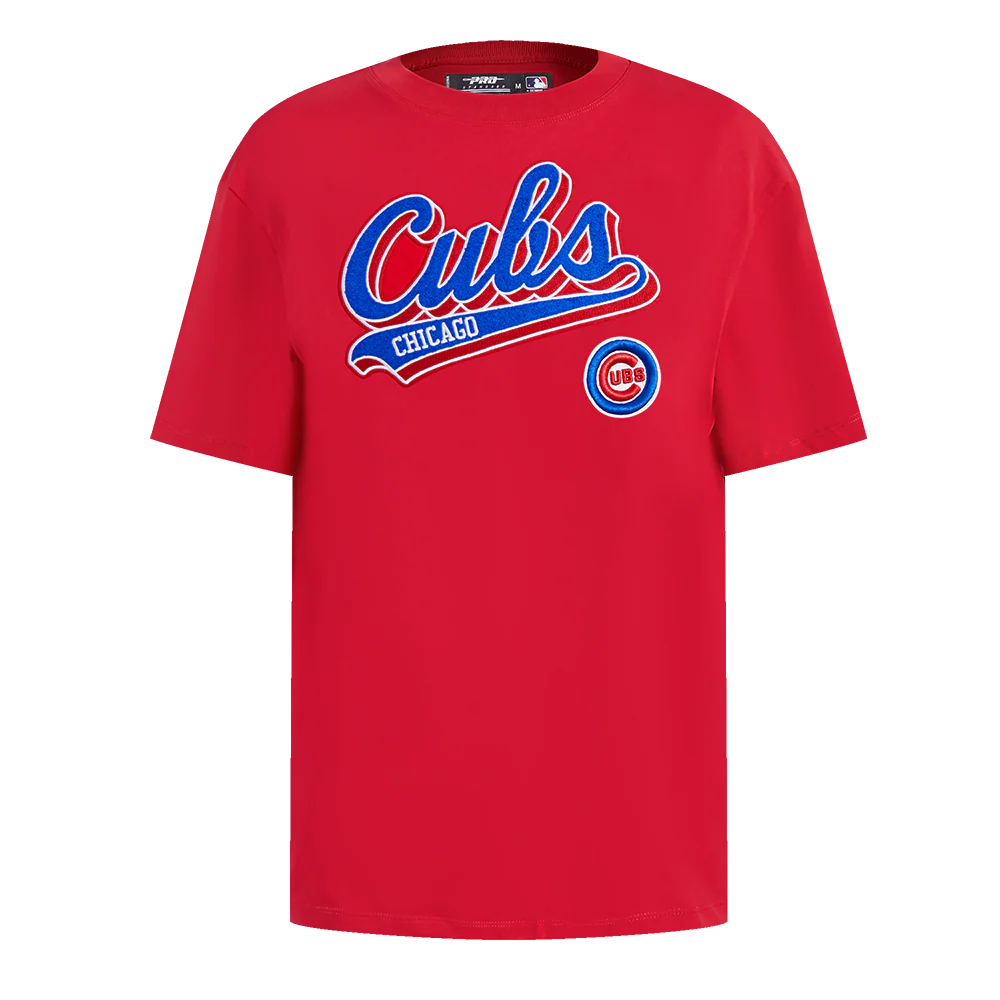 MLB CHICAGO CUBS SCRIPT TAIL WOMEN'S BOYFRIEND TOP (RED)