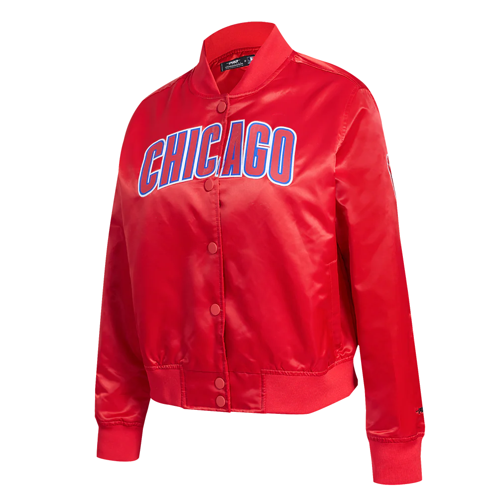 MLB CHICAGO CUBS CLASSIC WOMEN'S SATIN JACKET (RED) - Image 2