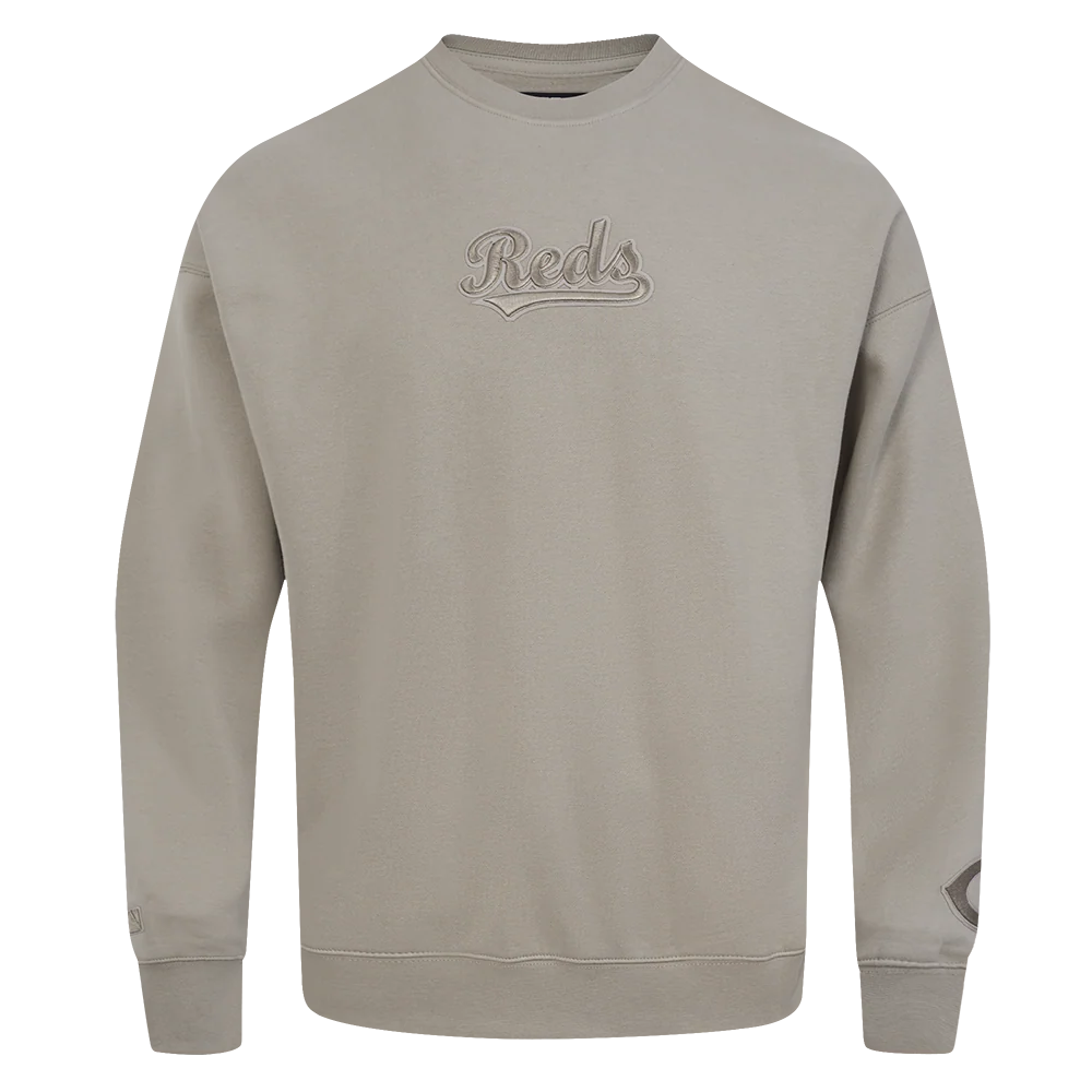 MLB CINCINNATI REDS WINGSPAN MEN'S DROP SHOULDER FLEECE CREWNECK (TAUPE) - Image 3
