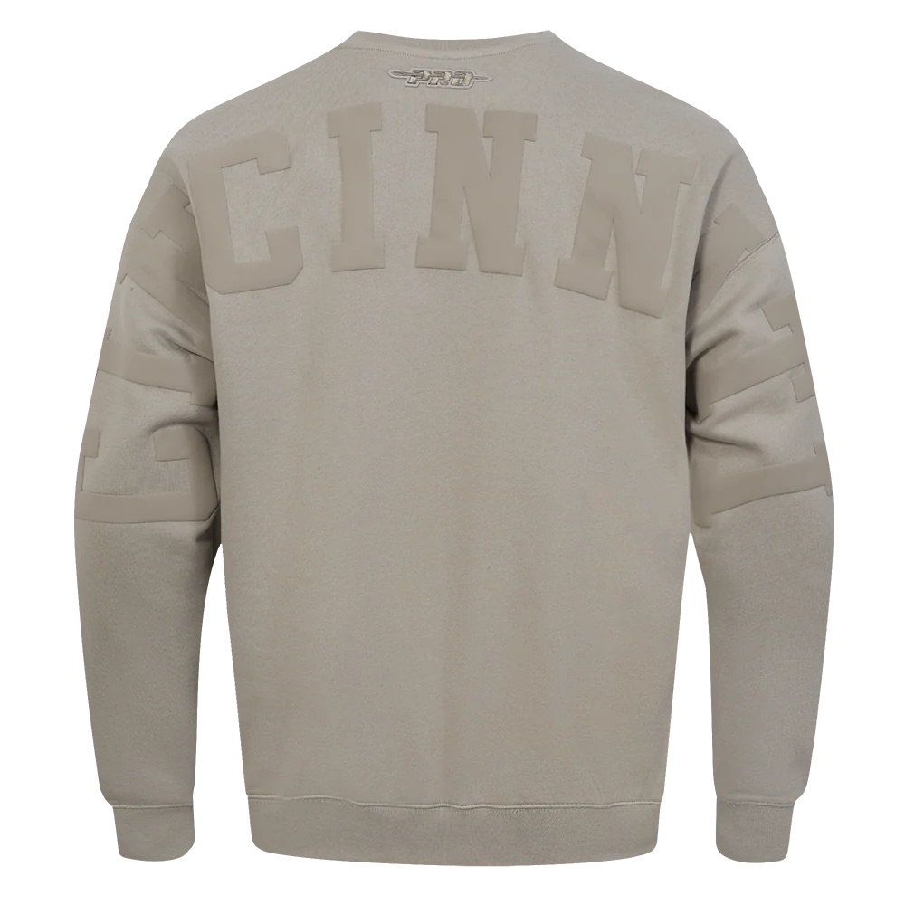 MLB CINCINNATI REDS WINGSPAN MEN'S DROP SHOULDER FLEECE CREWNECK (TAUPE) - Image 5