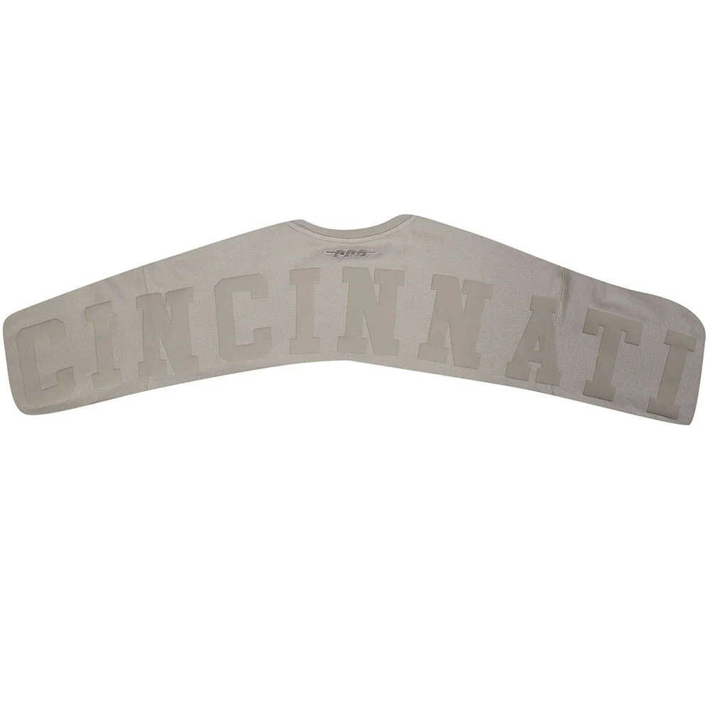 MLB CINCINNATI REDS WINGSPAN MEN'S DROP SHOULDER FLEECE CREWNECK (TAUPE) - Image 9