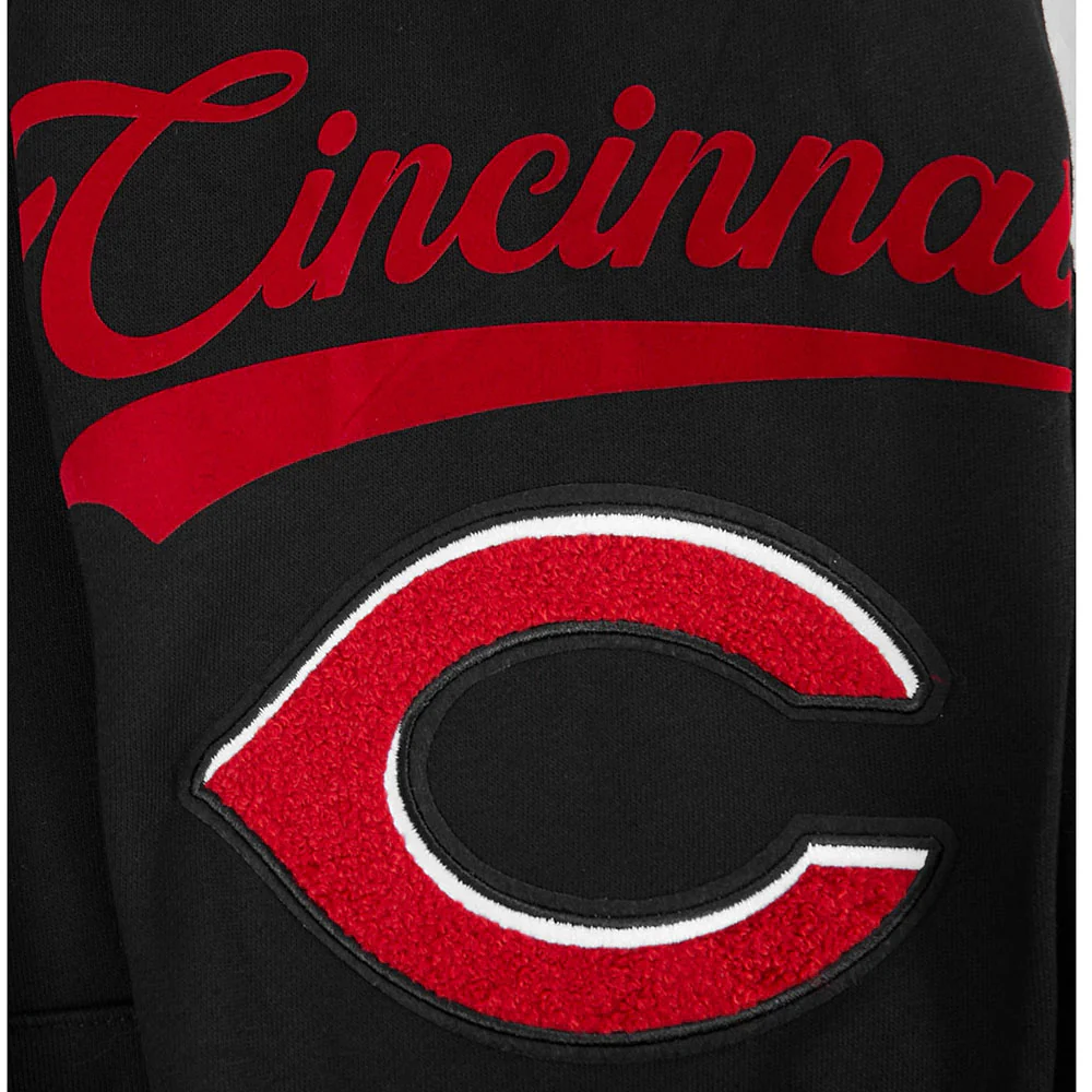 MLB CINCINNATI REDS LIVING LARGE MEN'S DROP SHOULDER FLC PO HOODIE (BLACK) - Image 5