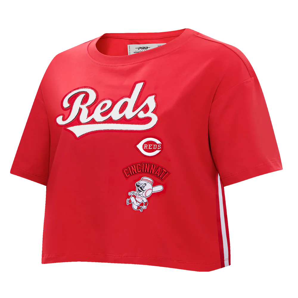 MLB CINCINNATI REDS RETRO CLASSIC WOMEN'S BOXY TOP (RED) - Image 2