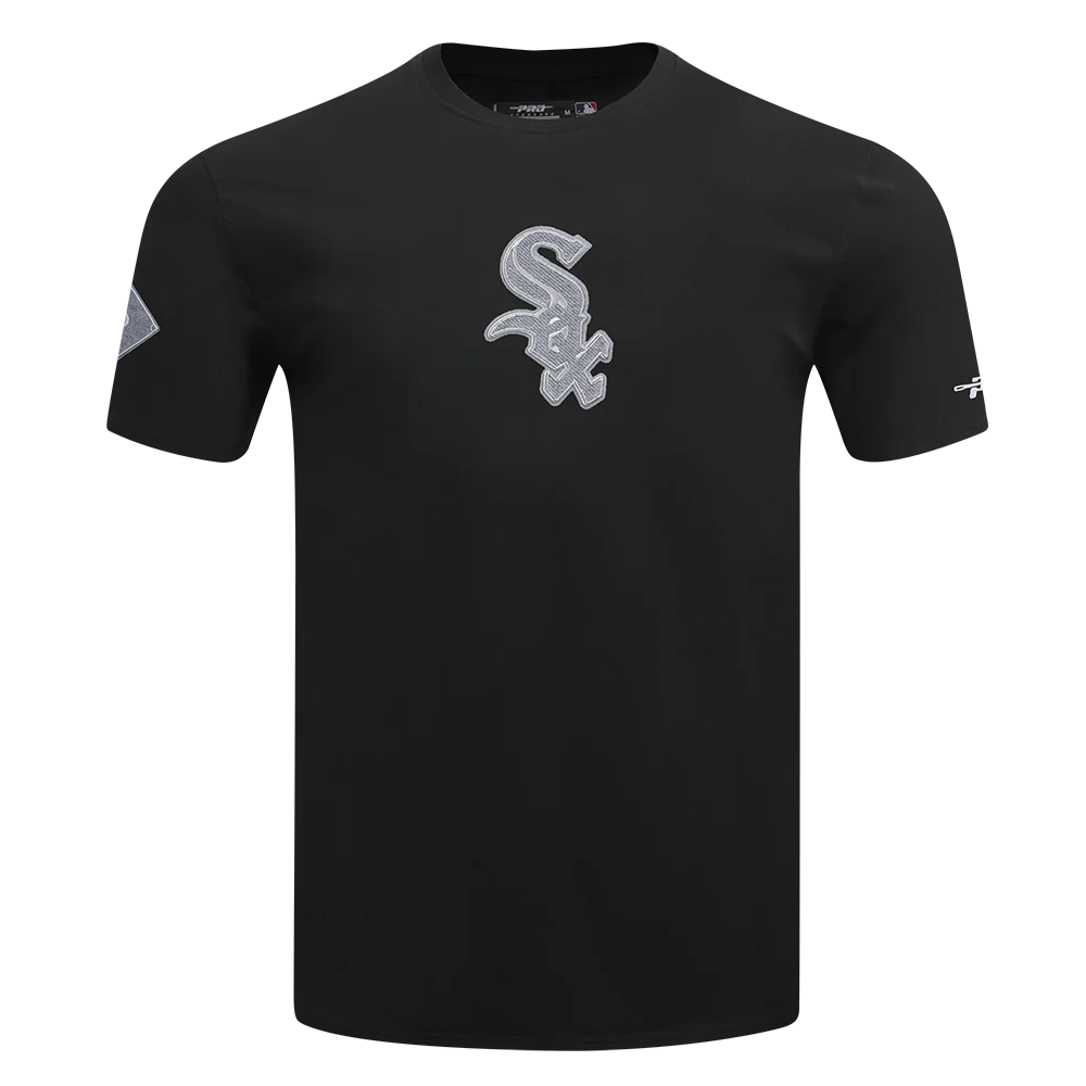 MLB CHICAGO WHITE SOX REVERSE FRENCH TERRY MEN'S COTTON JERSEY DROP SHOULDER TEE (BLACK) - Image 3