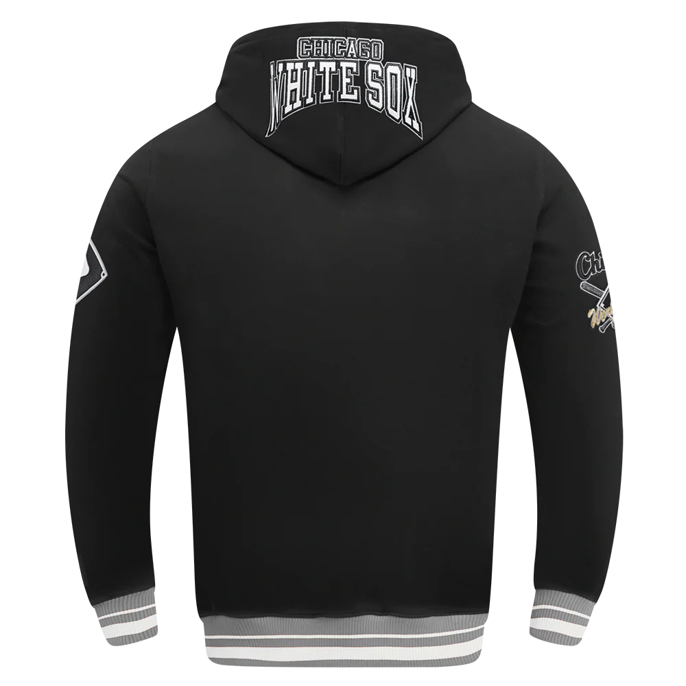 MLB CHICAGO WHITE SOX CREST EMBLEM MEN'S RIB PULLOVER HOODIE (BLACK/GRAY) - Image 3