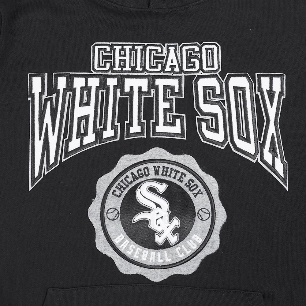 MLB CHICAGO WHITE SOX CREST EMBLEM MEN'S RIB PULLOVER HOODIE (BLACK/GRAY) - Image 5