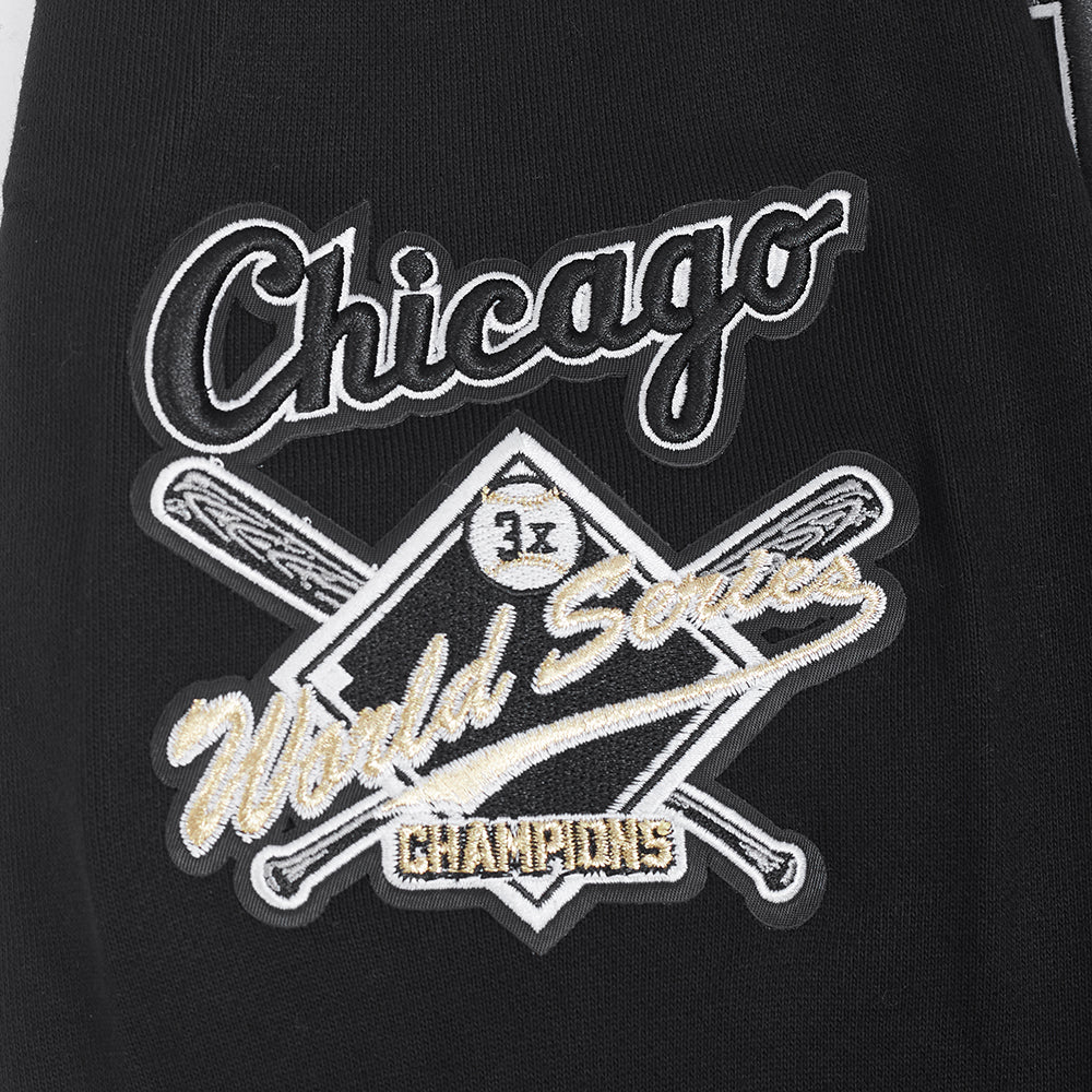 MLB CHICAGO WHITE SOX CREST EMBLEM MEN'S RIB PULLOVER HOODIE (BLACK/GRAY) - Image 7