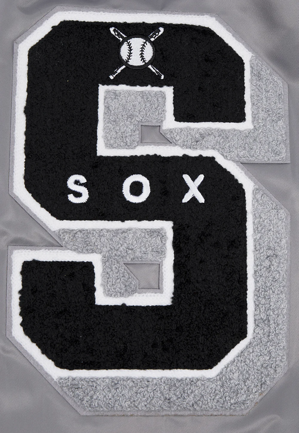 MLB CHICAGO WHITE SOX OLD ENGLISH MEN'S RIB SATIN JACKET (GRAY) - Image 6