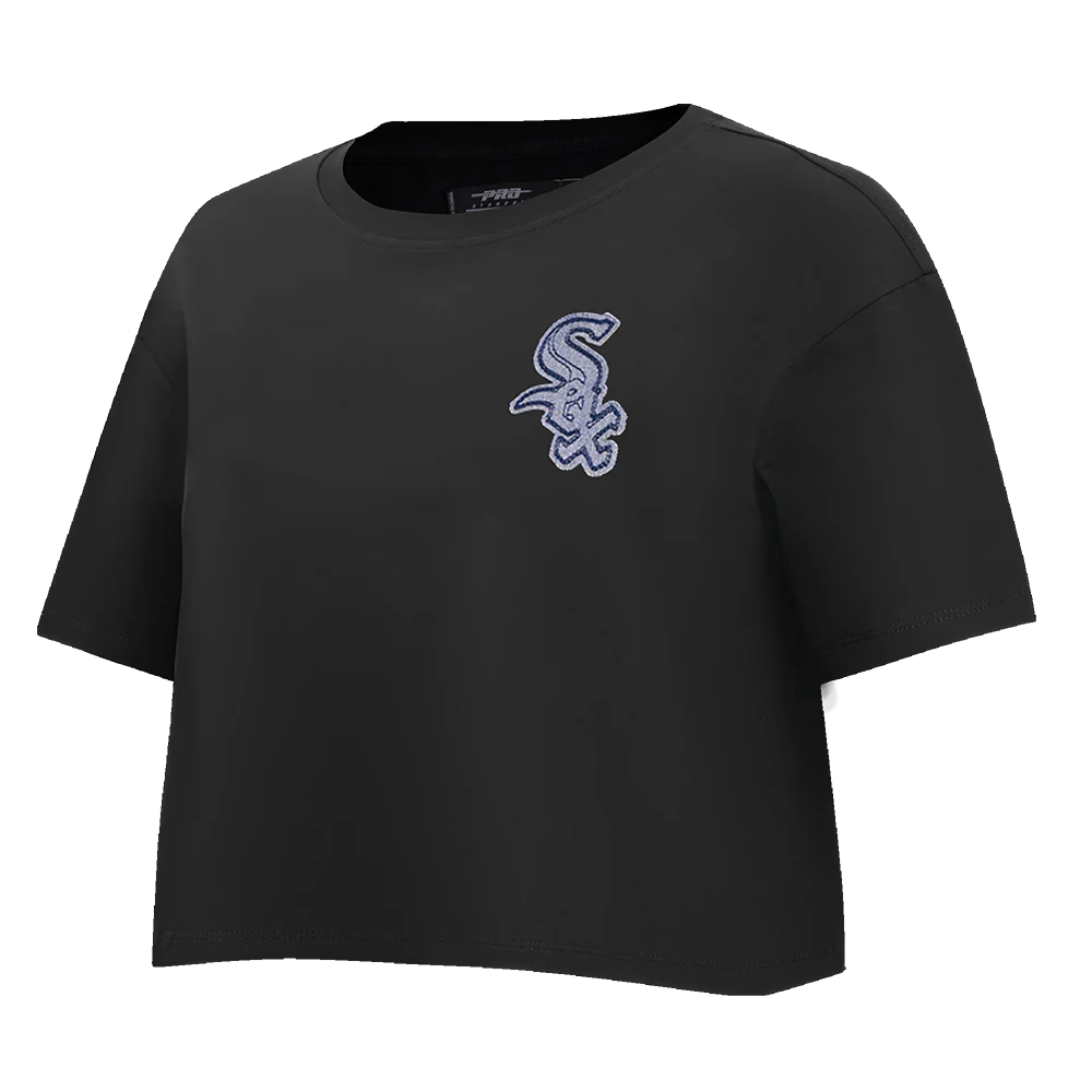 MLB CHICAGO WHITE SOX VARSITY BLUES WOMEN'S BOXY TOP (BLACK) - Image 2
