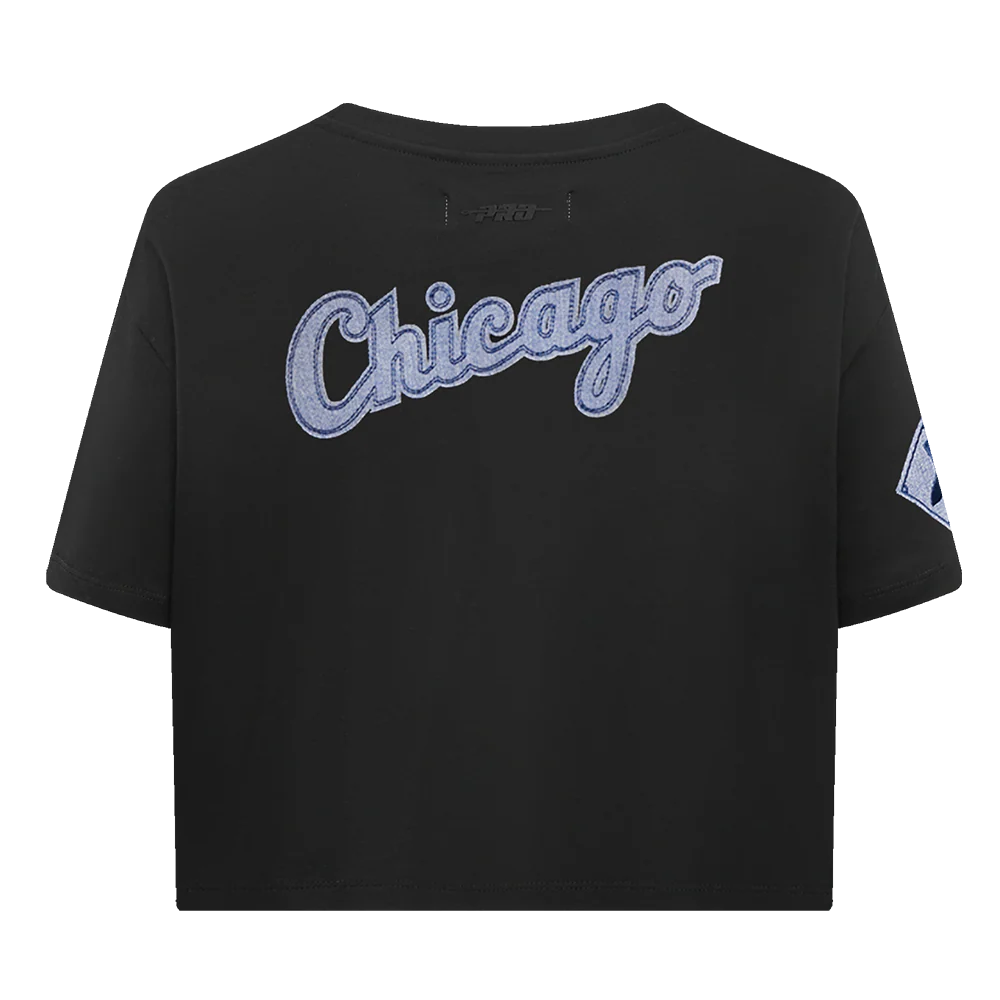 MLB CHICAGO WHITE SOX VARSITY BLUES WOMEN'S BOXY TOP (BLACK) - Image 3