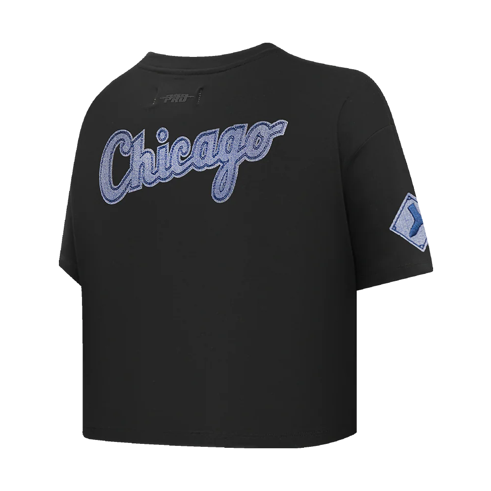 MLB CHICAGO WHITE SOX VARSITY BLUES WOMEN'S BOXY TOP (BLACK) - Image 4