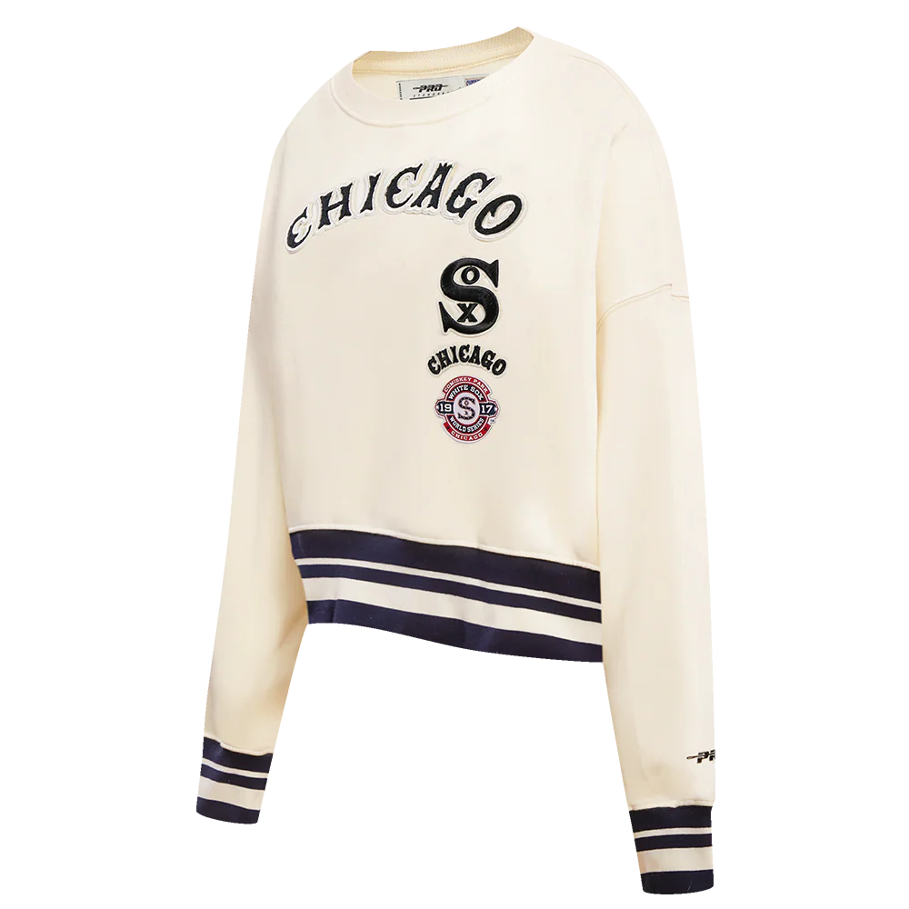 MLB CHICAGO WHITE SOX WOMEN'S RETRO CLASSIC WOMEN'S CREWNECK (EGGSHELL/BLACK) - Image 2